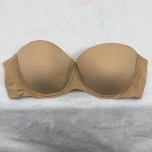 Soma Embraceable Strapless Bra 38C Beige Seamless Underwire Convertible no strap